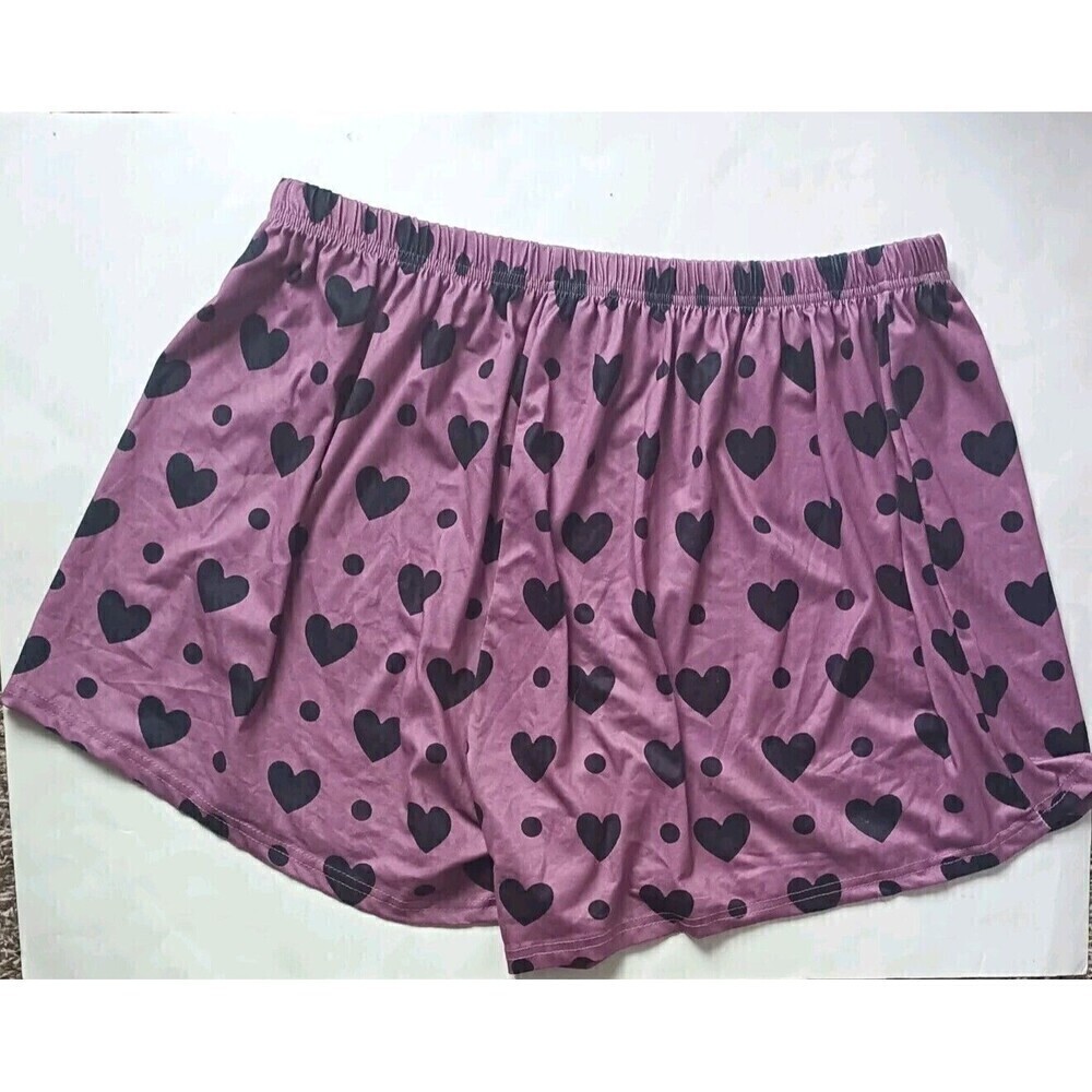 Unbranded Sleep Shorts Size 3X Womens Purple Blue Heart Print Stretch PJs Lounge